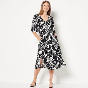 Girl With Curves Regular Knit Midi Dress with Flutter Sleeve